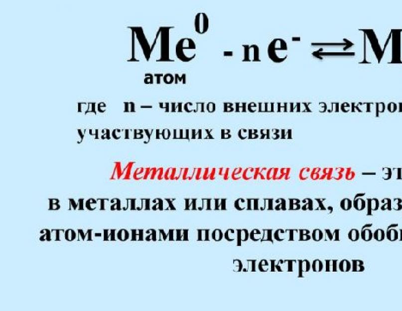 Схема образования металлической химической связи